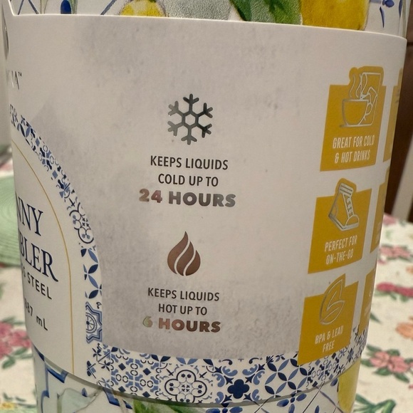 Manna Skinny Stainless Steel Tumbler with Lemon Design - Picture 3 of 6